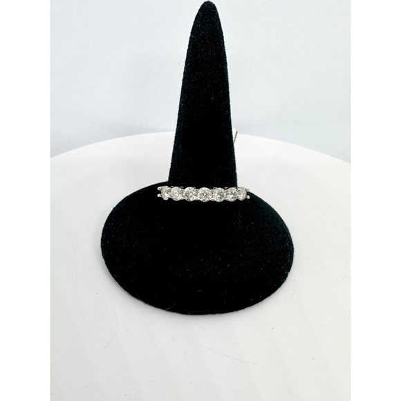 Moissanite Band 7 Stone Anniversary Wedding Ring 18K 925 GRA Round - Picture 15 of 17